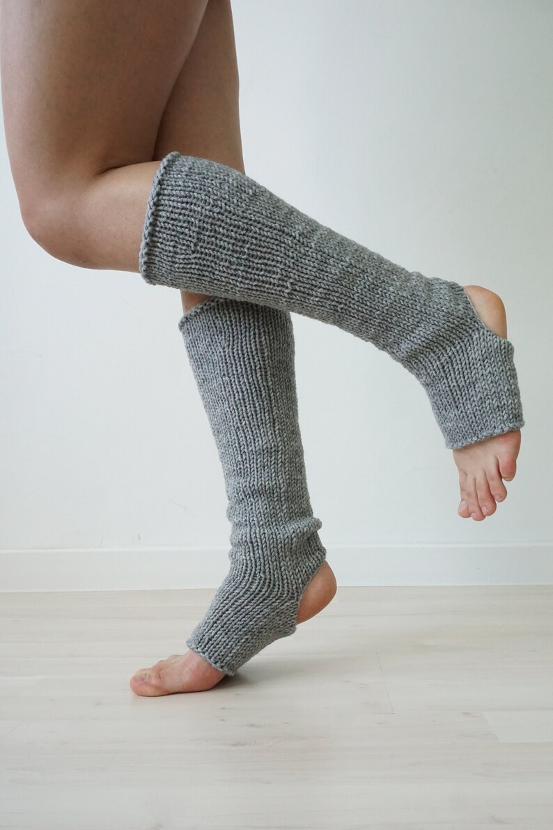 Knit Leg Warmers in Black Yoga Knee Socks Knitted Socks Etsy