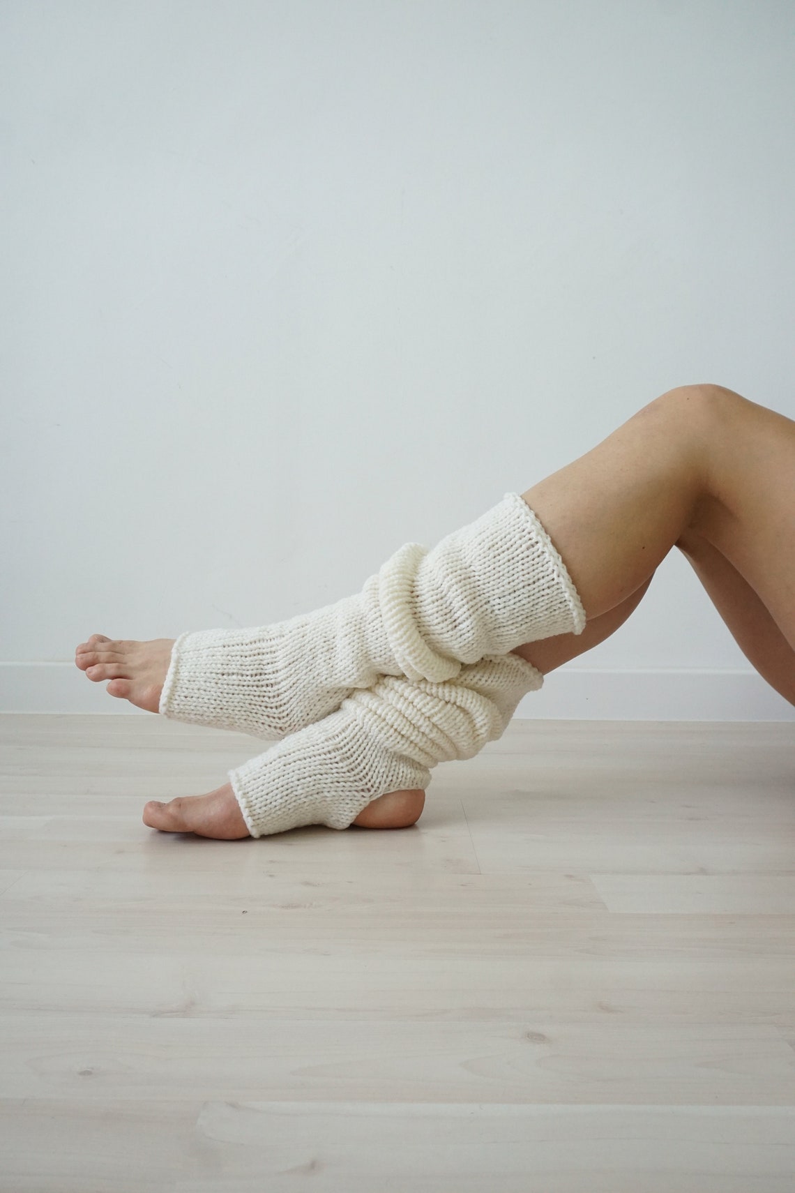 White Yoga Socks Knit Toeless Socks Activewear Sustainable Etsy