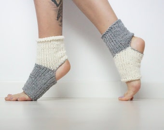 Color Block Toeless Ankle Warmers, Short Yoga Socks, Wool And Acrylic Blend