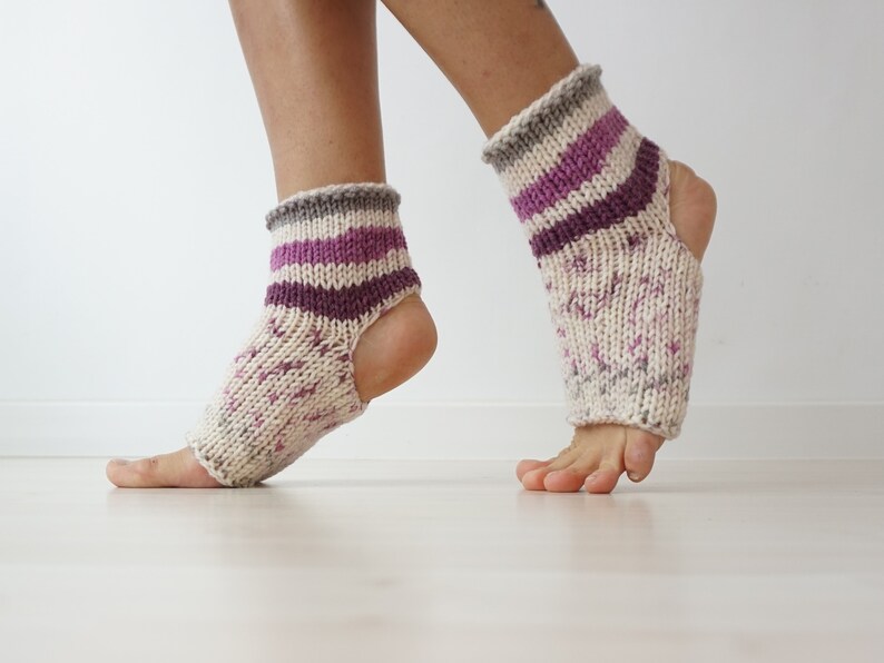 Toeless Socks Stripe Socks Knitted Socks Mom Gift Yoga Socks Christmas Gift Flip Flop Socks Ankle Warmers Yoga Gift Handknit Socks