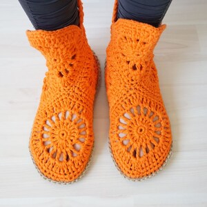 Crochet Slippers, Womens Slippers, Slipper Boots, Crochet Boots, Gift for Her, Home Slippers, Mom Gift image 7