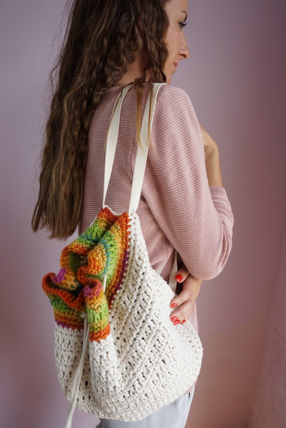 handcrafted bag crochet bag organic bag ladies bag wool bag knitted bag shopping bag tote bag handmade bag Christmas gift rope bag