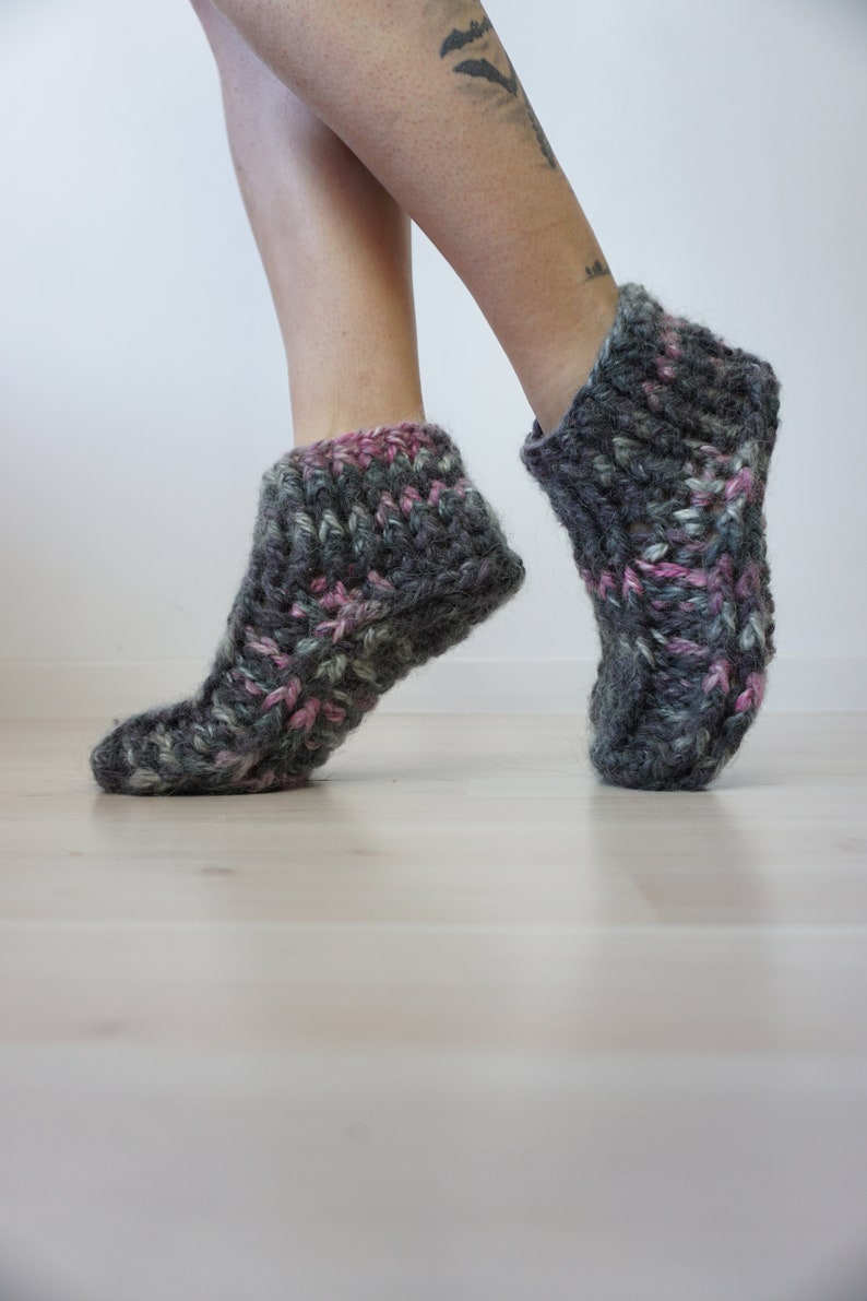 Slipper Socks, Socks for Slippers, Crochet Slippers, Unisex Slippers, Low Socks, Winter Slippers, Gift For Her, Soft Wool Socks, Winter Sock image 1