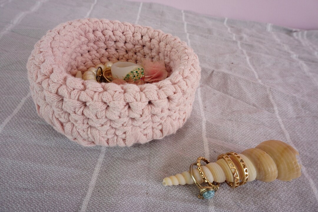 Pink Handmade Crochet Storage Basket (Set of 3)