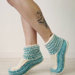 Knit Gift, Teacher Gift, Women's Slippers, Knit Accessories, No Itch Merino Wool Slippers, Slipper Socks, Boot Slippers, Sock Slippers image 2