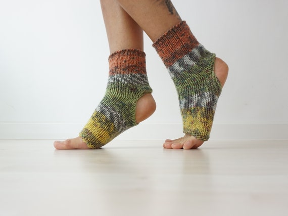 Toeless Socks Stripe Socks Knitted Socks Mom Gift Yoga Socks Christmas Gift Flip Flop Socks Ankle Warmers Yoga Gift Handknit Socks