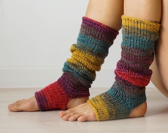 Yoga Leg Warmers, Women's Clothing, Vegan Yoga Socks, Knee High Knit Socks, Fall Clothing Gift, Acrylic Yarn