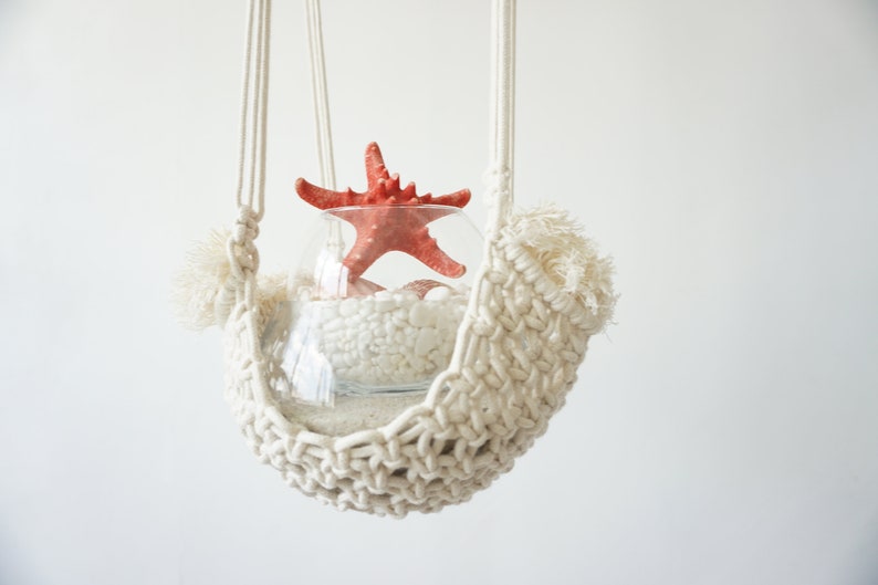 Outdoor Decor, Plant Pot Holder, Gardner Gift, Small Macrame Hammock, Macrame Plant Hanger, Plant Decorations, Air Plant Holder, Gift image 5