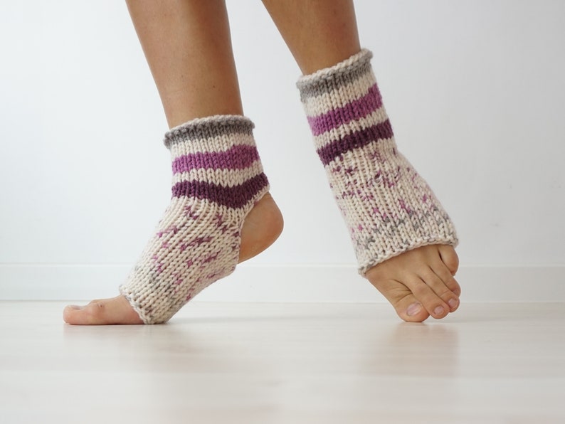 Toeless Socks Stripe Socks Knitted Socks Mom Gift Yoga Socks Christmas Gift Flip Flop Socks Ankle Warmers Yoga Gift Handknit Socks