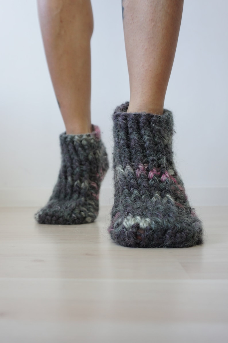 Slipper Socks, Socks for Slippers, Crochet Slippers, Unisex Slippers, Low Socks, Winter Slippers, Gift For Her, Soft Wool Socks, Winter Sock image 3