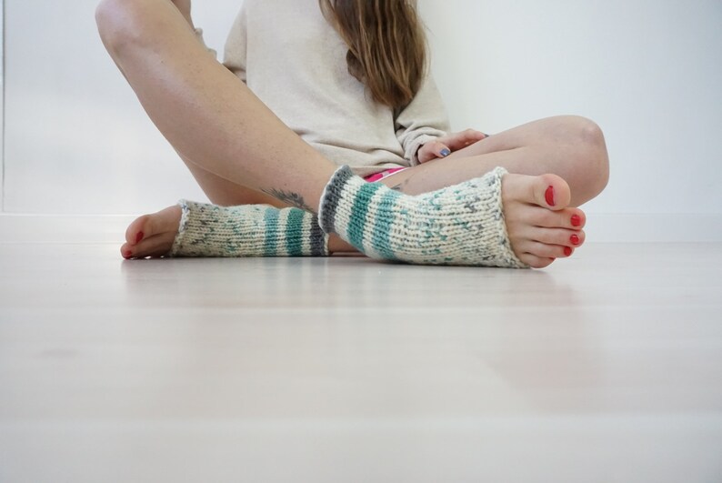 Toeless Socks Stripe Socks Knitted Socks Mom Gift Yoga Socks Christmas Gift Flip Flop Socks Ankle Warmers Yoga Gift Handknit Socks