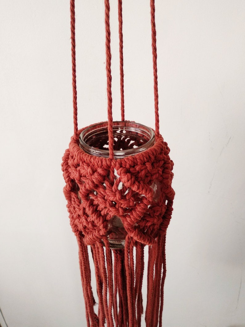 Terracotta Plant Hanger, Terracotta Wedding Decor, Macrame Air Plant Holder, Terracotta Home Decor, Plant Hanger Indoor,Plant Hanger Macrame image 1