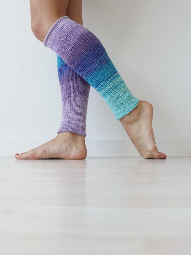 Knit Leg Warmers Knee High Leg Warmers in Pink and Gray Cozy Etsy