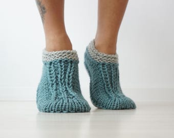 Knit Merino Wool Slippers: Cozy Home Socks with Woolen Soles