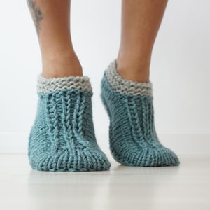 Knit Merino Slippers with Woolen Soles, Grandma Gift, Women Slippers, Knitted Slipper Socks, Colorful Home Slippers, Knit Accessories