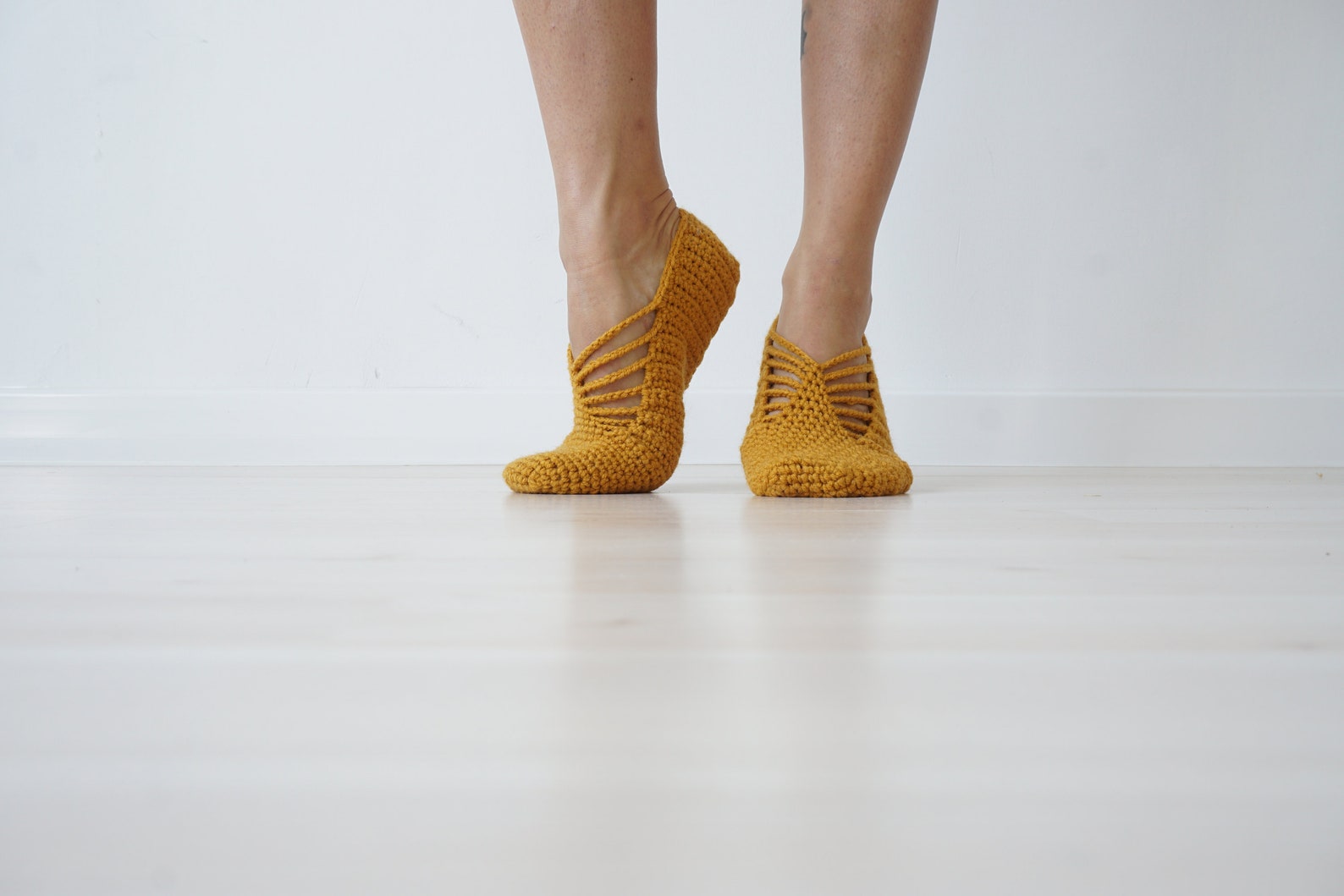 crochet slippers, mustard slipper socks, yellow slipper socks, womens socks, ballet shoes, gift for her, ballet slippers, women&