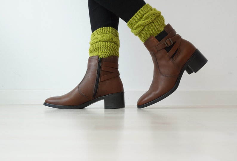Cold Weather Accessories, Boot Cuffs, Chartreuse Boot Toppers, Gift For Her, Modern Knits, Green Boot Socks, Chartreuse Color, Woman Cuffs image 1