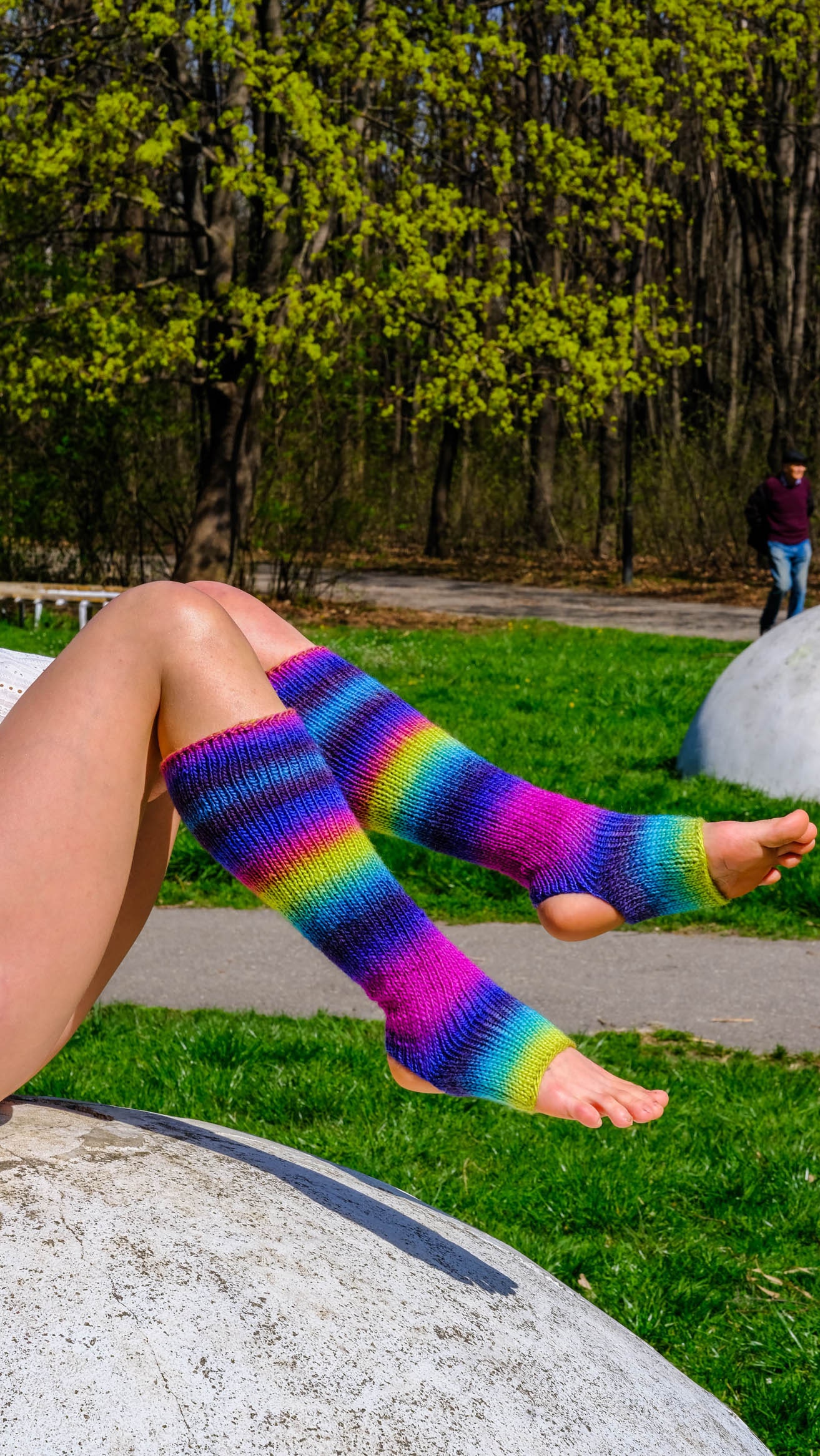 Rainbow Socks, Yoga Socks, Best Friend Gift, Handknit Leg Warmers