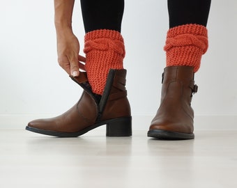 Strick Accessoires, Boot Manschetten, Strick Boot Topper, Geschenk unter 50, Koralle Farbe, Geschenk für sie, Strick Boot Manschetten, Stiefel Socken, Knöchelwärmer