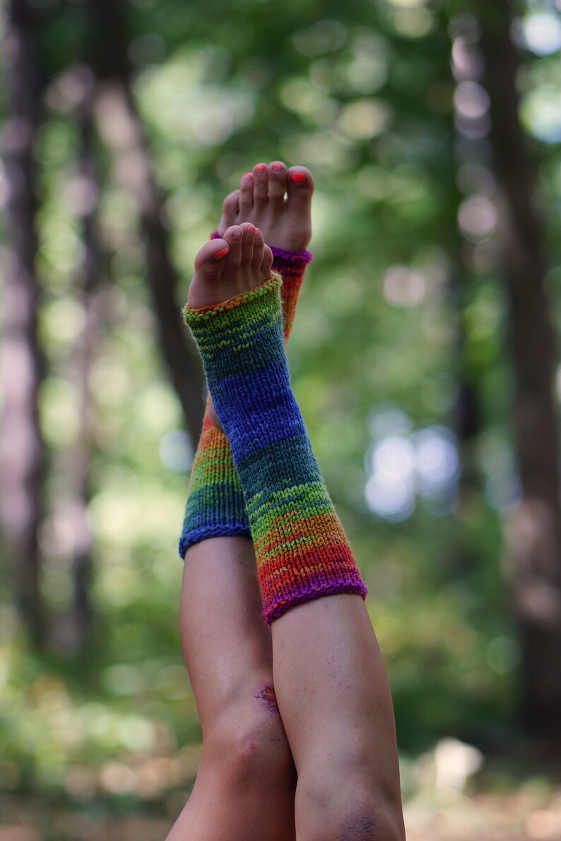 Rainbow Socks Yoga Socks Best Friend Gift Handknit Leg Etsy