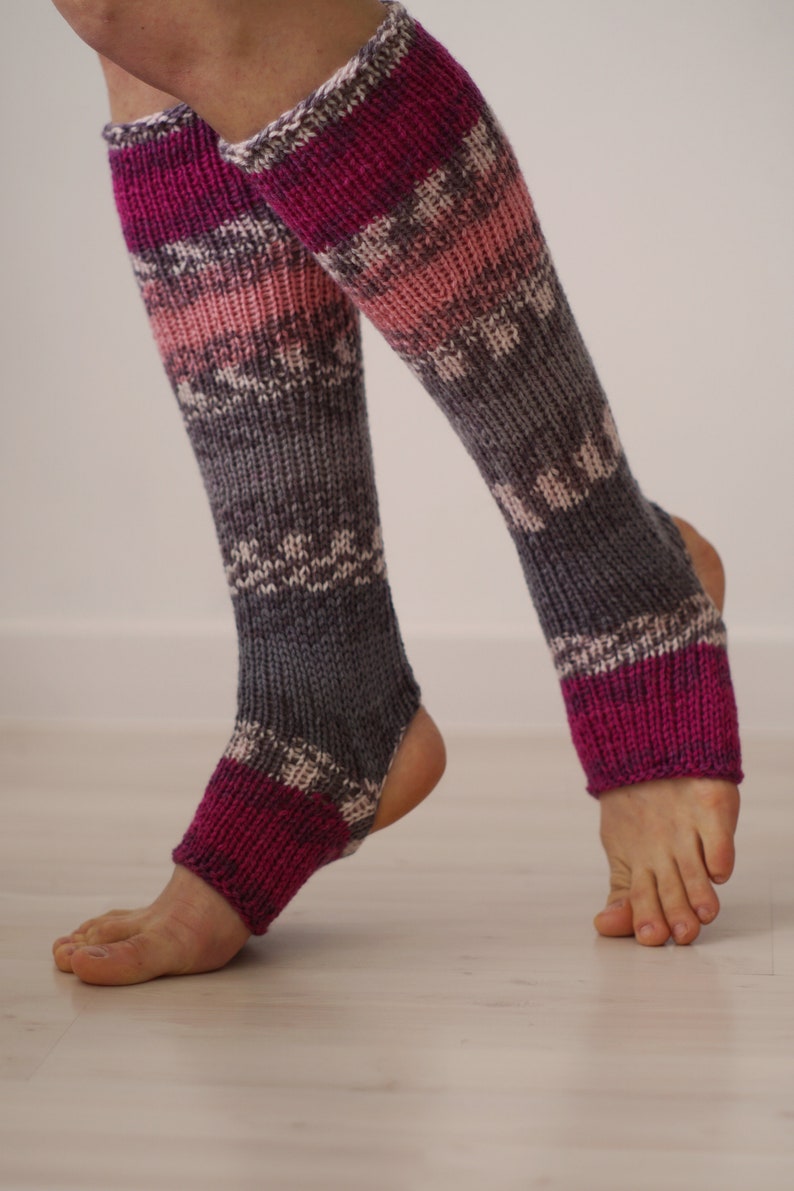 Yoga Socks, Knitwear Women, Yoga Wear, Yoga Gift, Yoga Leg Warmers, Piyo Socks, Dance Socks, Toeless Socks, Long Pilates Socks Multicolor