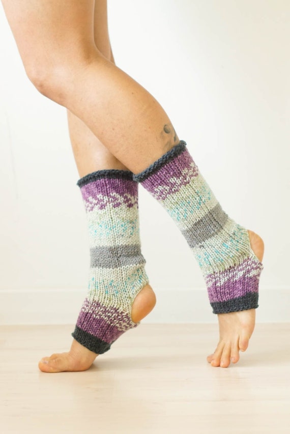 Yoga Socks, Stirrup Socks,gift for Yogi, Yoga Leg Warmers, Dance Socks,  Activewear, Socks for Pilates, Piyo Socks, Mid Calf Handknit Socks -   Canada