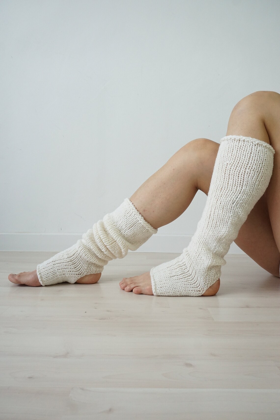 White Yoga Socks Knit Toeless Socks Activewear Sustainable Etsy