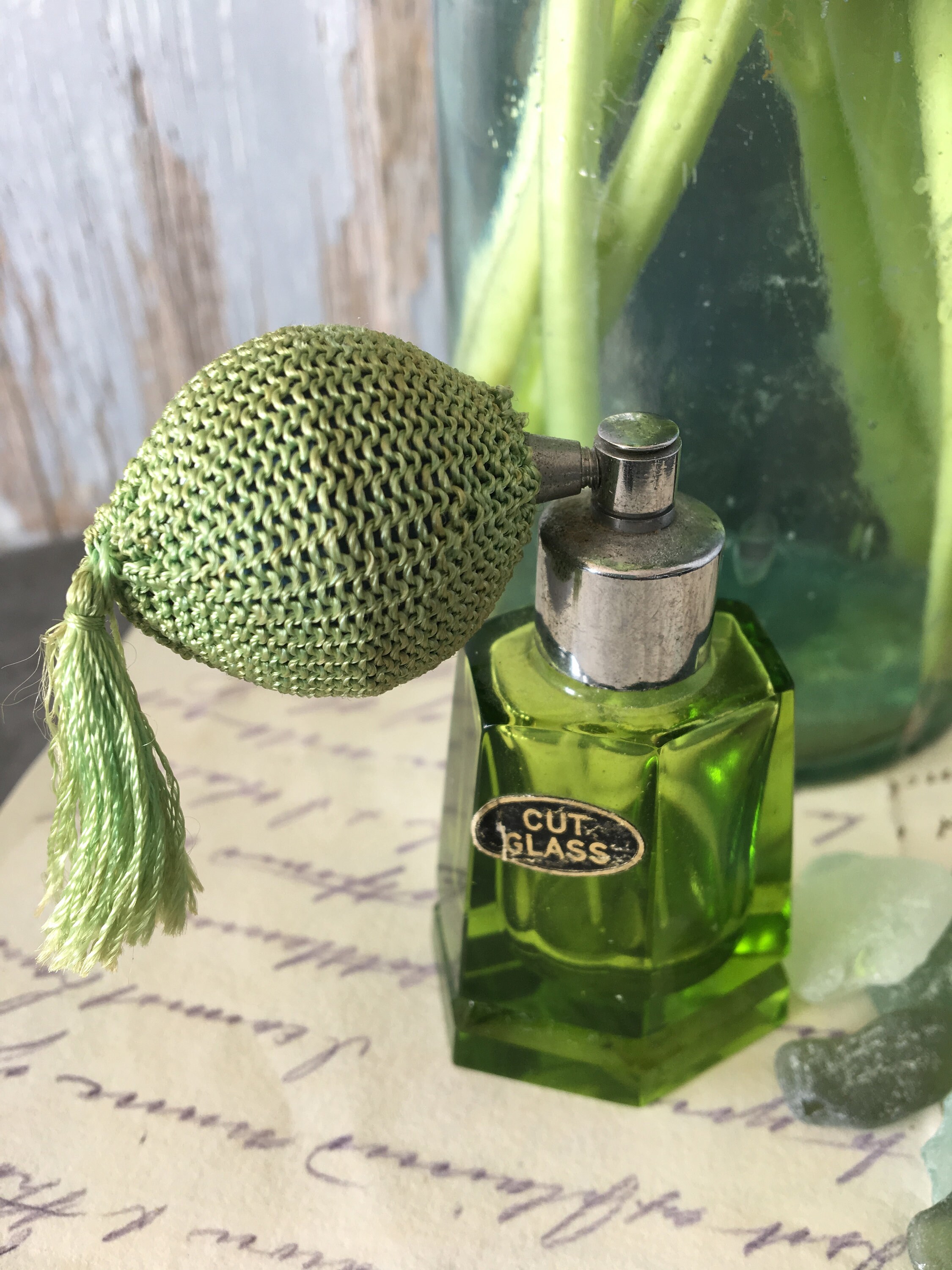 Green Glass Perfume Bottle
