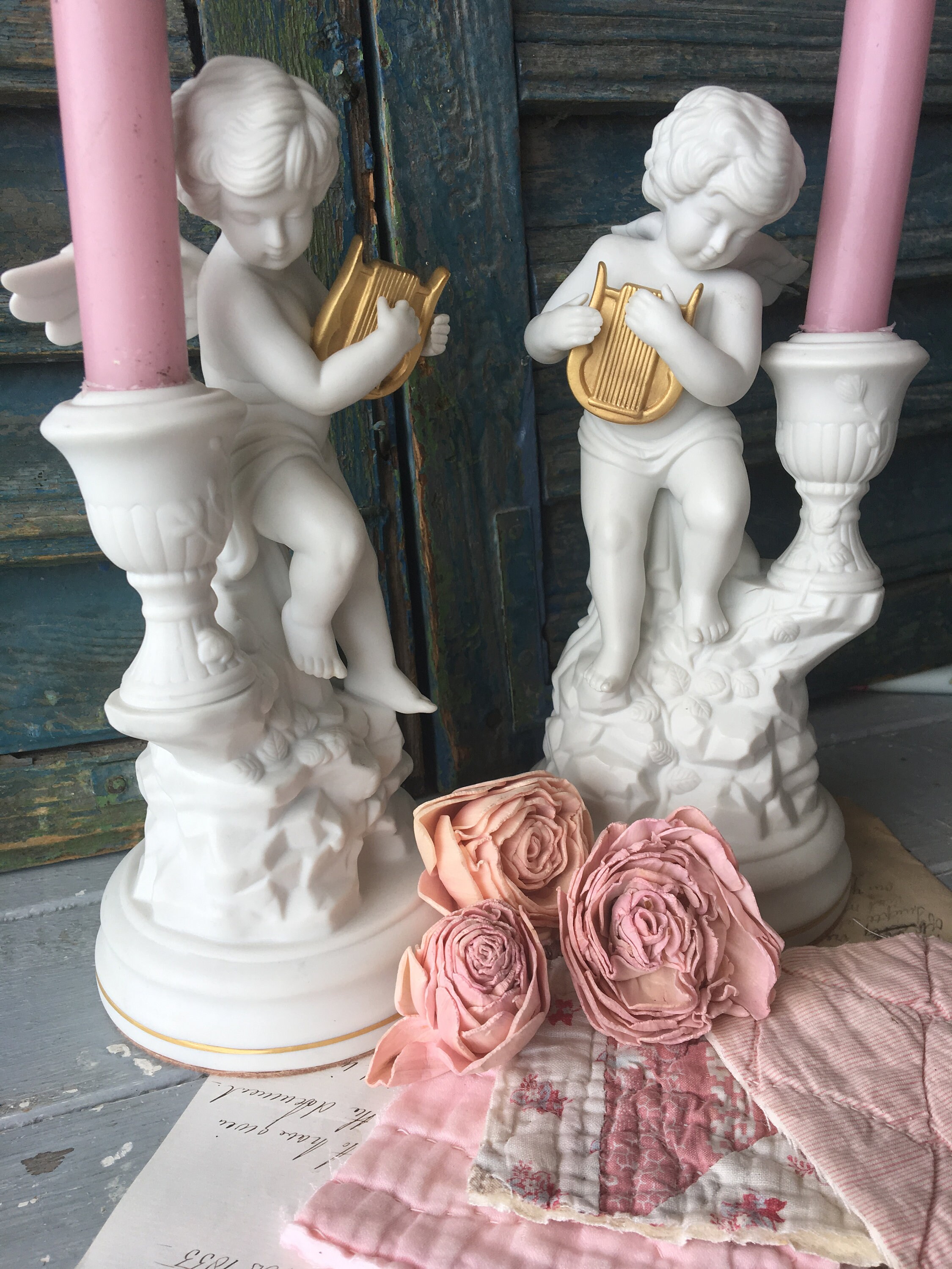 Pair Cherub Candle Holders