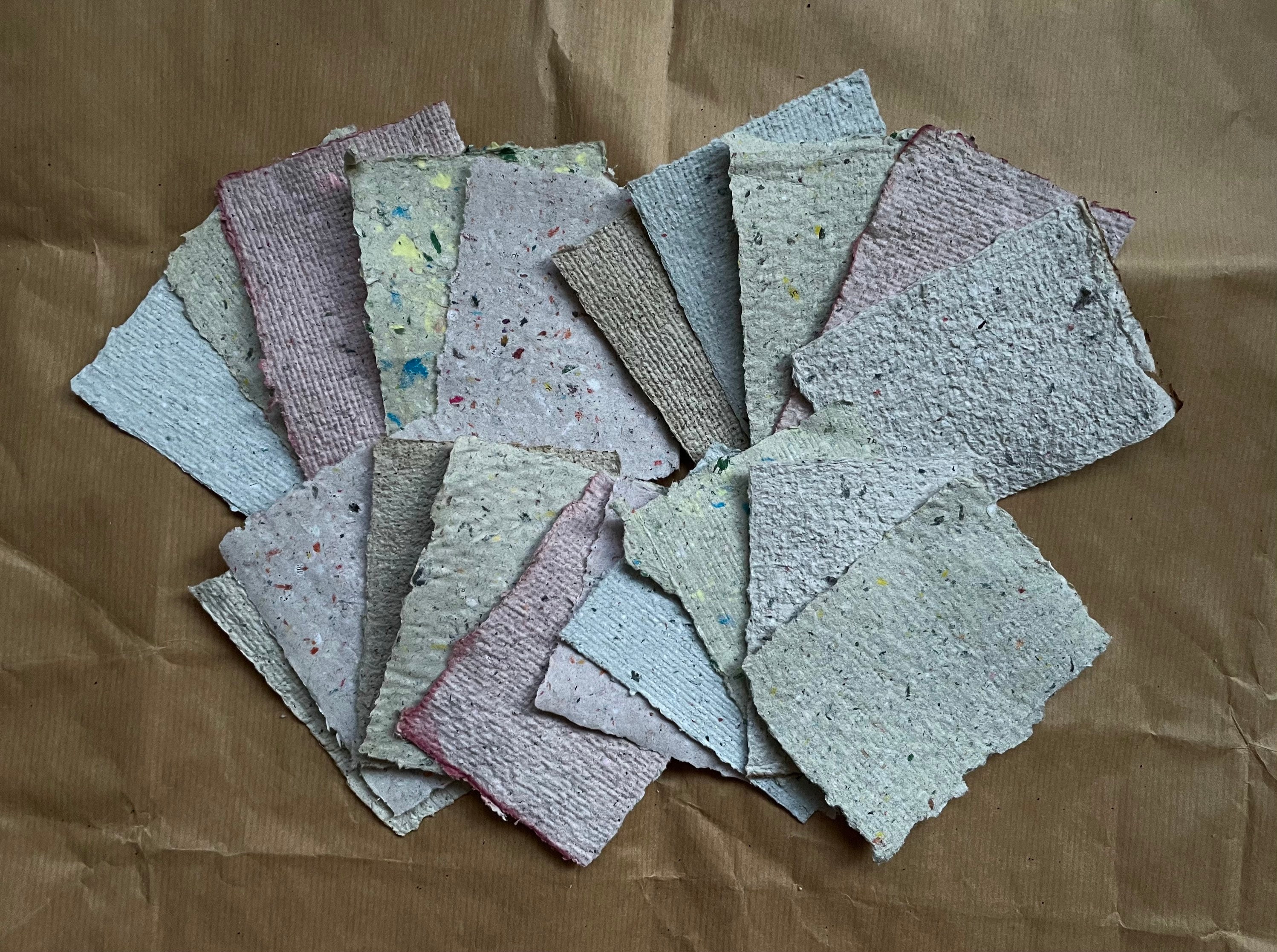 20 pieces handmade paper recycled paper pack with cards | Etsy