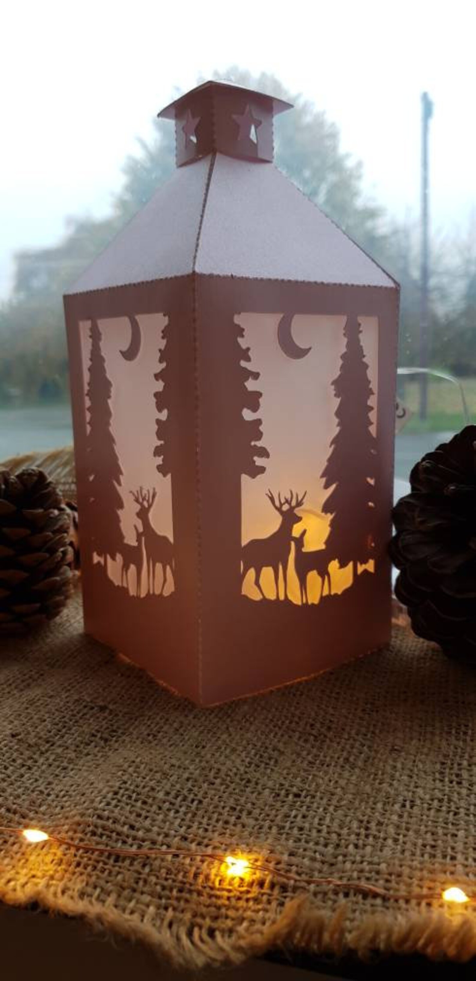 Lantern made of cardstock that can be send as Christmas card Etsy