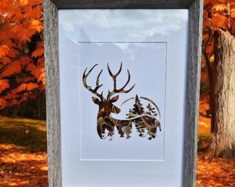 Real Pheasant Feather Wall Art of a Stag.