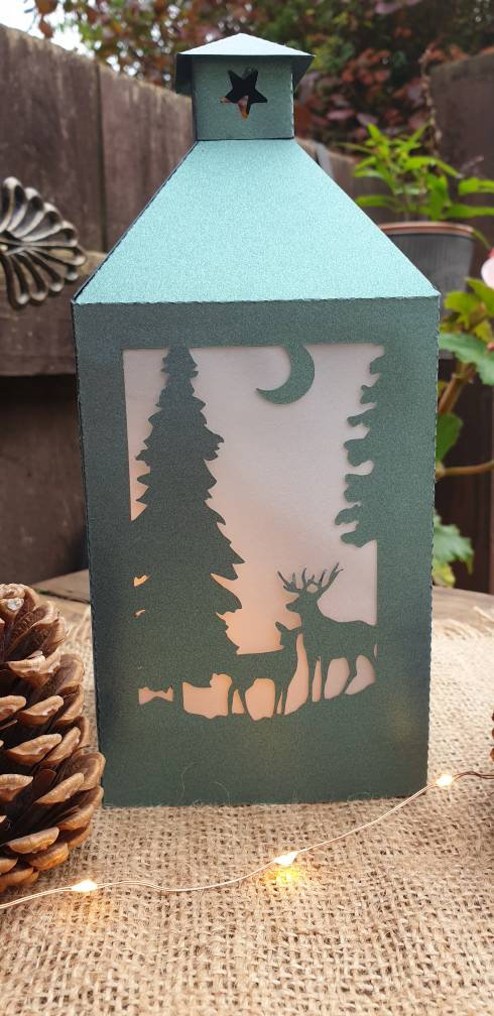 Lantern made of cardstock that can be send as Christmas card Etsy