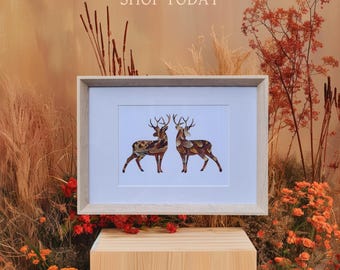 Pheasant Feather Wall Art of Stags