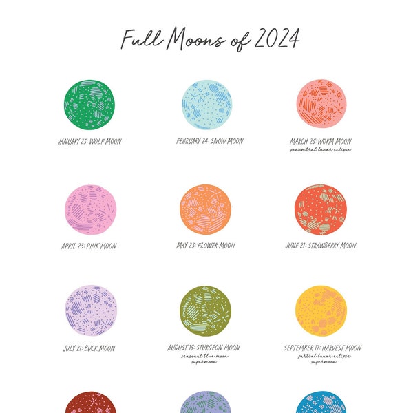 2024 Full Moon Calendar Etsy