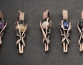 Protection Wire Wrapped Gemstone Crystal Necklace, Handmade Boho Gemstone Necklace, Everyday Girlfriends Girlfriend Gift