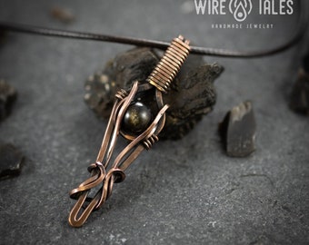 Wire Wrapped Healing Obsidian Pendant, Protection Spiritual Crystal Pendant, Natural Dark Healing Gift