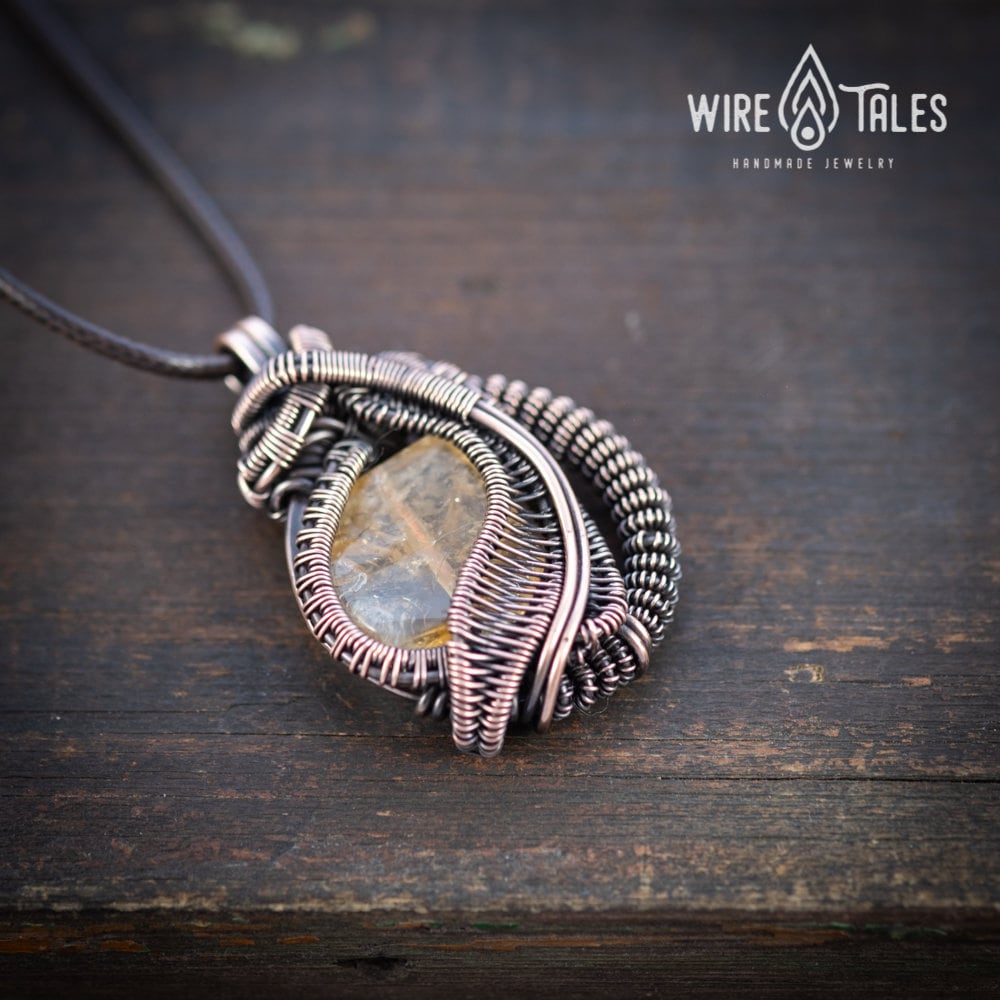 Long Copper Necklace with Genuine Citrine Copper Pendant 255g main image 1