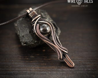 Smoky Quartz Crystal Protection Amulet: Wire Wrapped Copper Pendant, Unisex Gemstone Jewelry | Handmade Gift, Boxed, Natural Stone