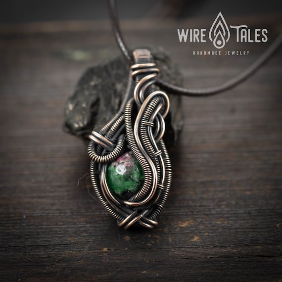 Wire Wrapped Boho Ruby Zoisite Gemstone Healing Necklace | Etsy