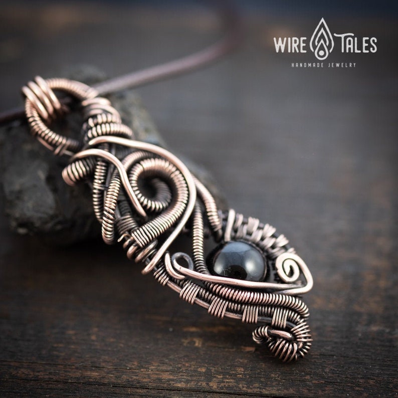 Wire wrapped Copper jewelry Girlfriend gift Hematite Crystal mens Necklace Gift for men Unique  Gifts for women Boho necklace