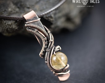 Wire Wrapped Natural Healing Spiritual Citrine Necklace, Womens Gemstone Jewelry, Statement Gift for Women