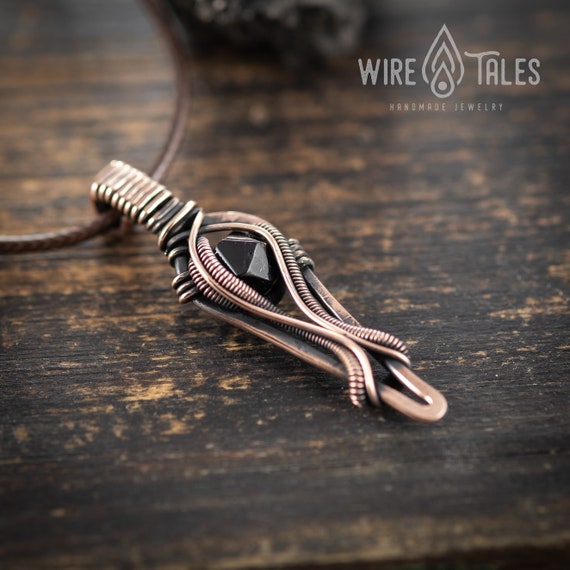 Wire Wrapped Onyx Crystal Necklace Protection Amulet Mens