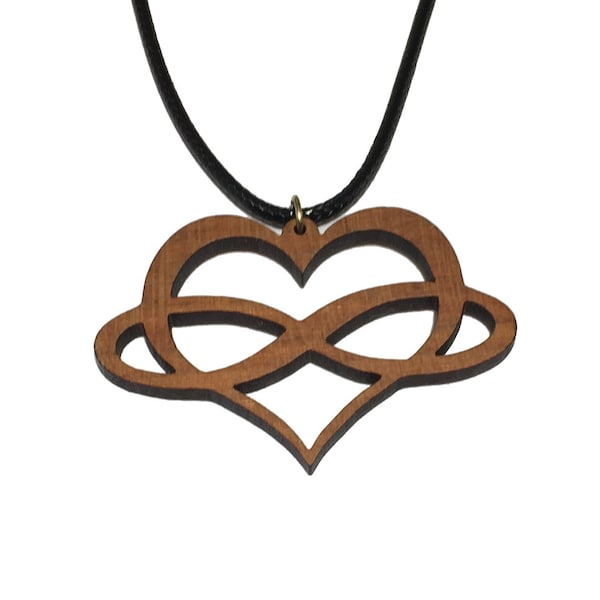 Heart Infinity Wood Pendant, Cherry,Walnut Wood Pendant, Yoga Jewelry, Nature Jewelry, Natural Wood Necklace