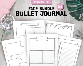 Bullet journal templates printable bujo pages dotted grid | Etsy