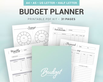 BUDGET PLANNER / Printable / Finance planner, account transaction, saving, debt, expenses & bill tracker, monthly budget, yearly budget