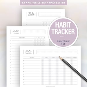 HABIT TRACKER / PRINTABLE : Daily habits, Weekly habits, Monthly habits, habit chart, healthy habits, habit plan, printable planner