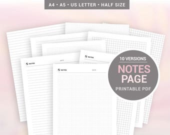 PAPEL CUADRICULADO, papel cuadriculado y papel rayado, imprimible, planificador Inserta plantillas de diario de viñetas, hojas de bujo, A4, Carta, A5, Media letra