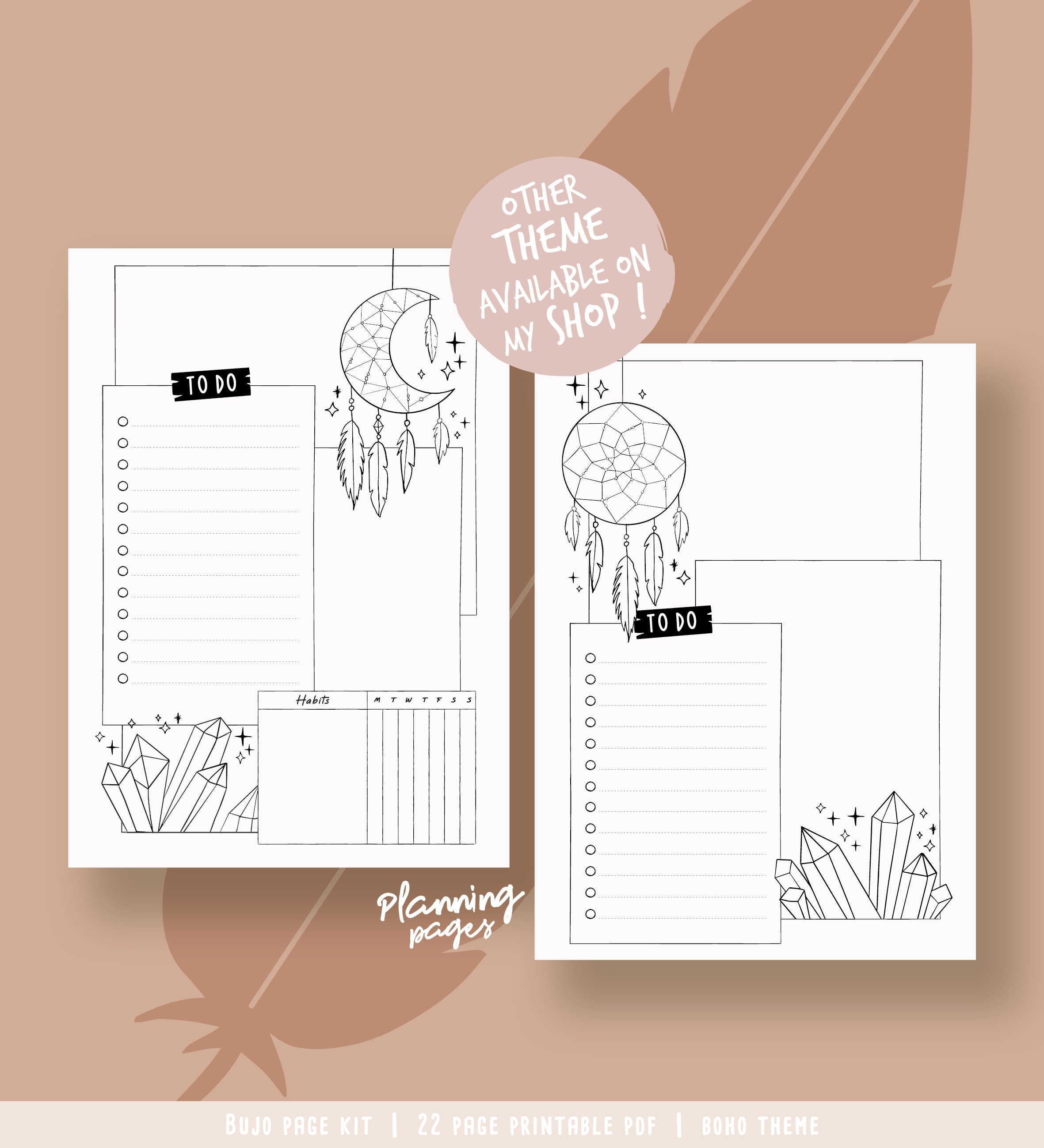 Printable Pages for Illustrated Planner, Coloring Boho Theme, Undated ...