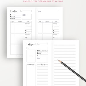 MEAL PLANNER Printable, Shopping list, recipe cards, preparation of meal, meals ideas, menus, kitchen inventory, A6 & personal size inserts image 7